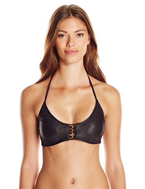Onyx Braided Zen Halter Bikini Top in Black