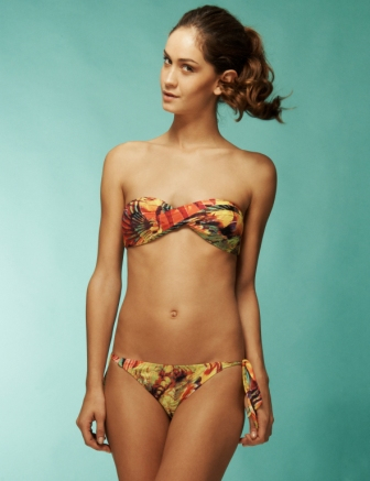 Geo Bandeau Top & Thick Tie Side Bottom in Geo Yellow