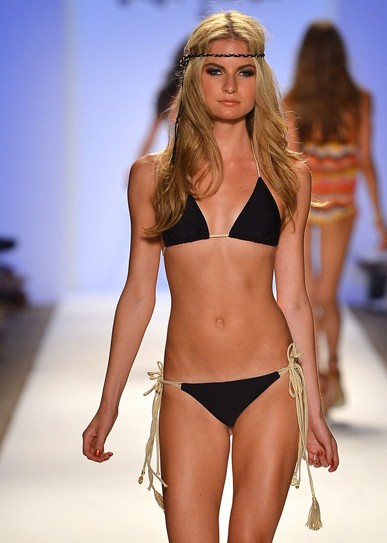 Luli Fama Almas Desnudas Wavey Brazilian Ruched Tassel in Black