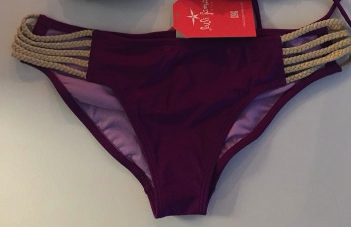 Luli Fama Almas Desnudas Braided Side Bikini Bottom in Vixen