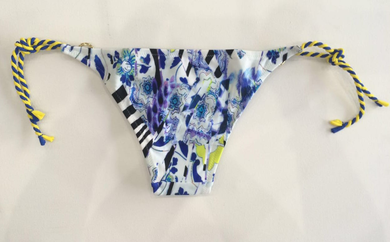 Zebra Tie Side Bottom in Blue Flower